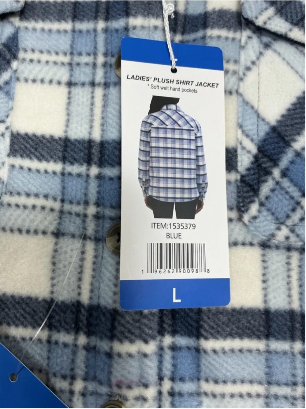 Womans NWT Condition Sage Lined Shirt Jacket Large Blue White Plaid